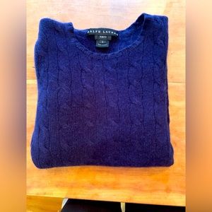 Ralph Lauren, 100% cashmere cable sweater, blue, Small Slim